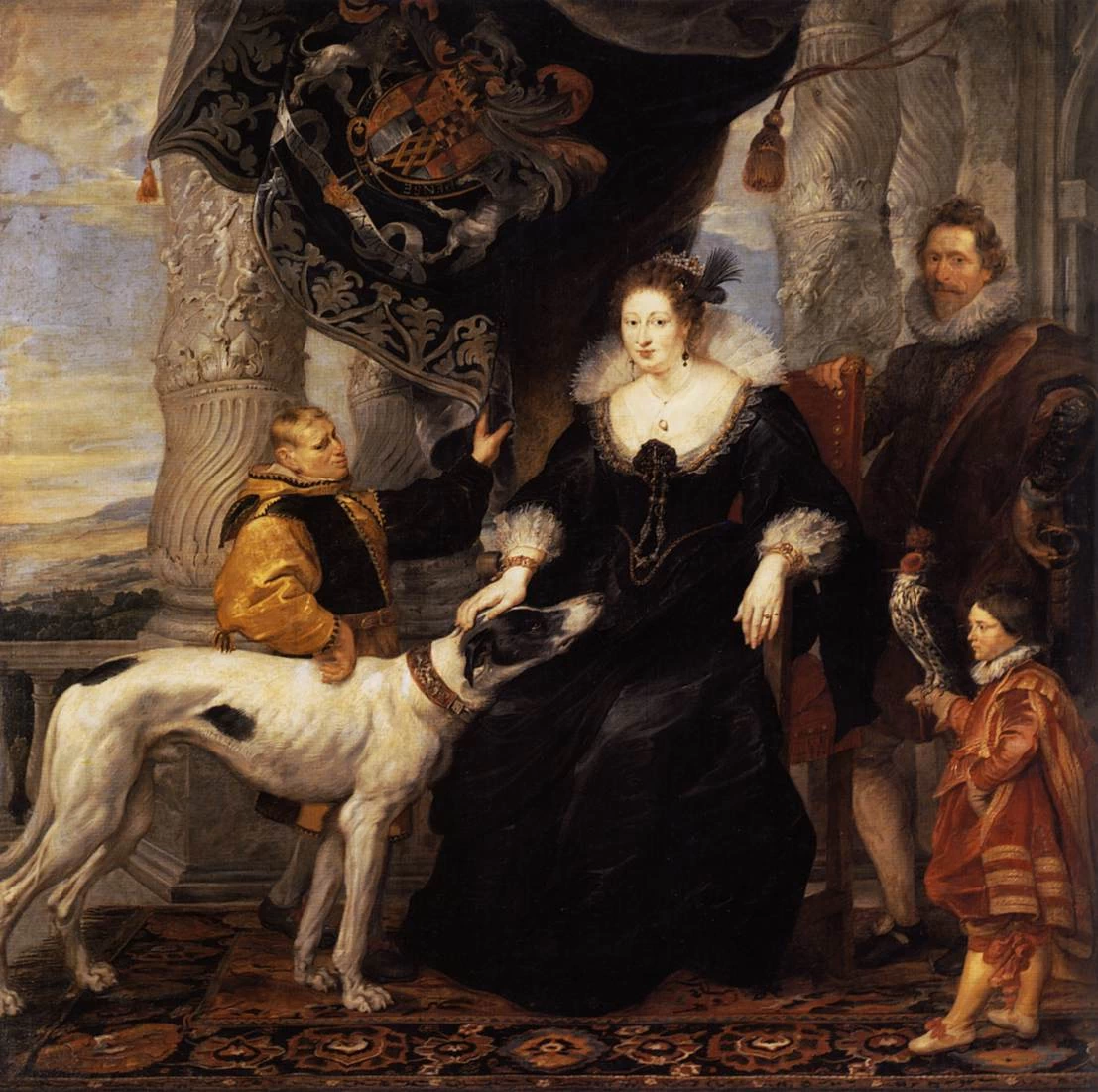 Doppio ritratto di Alethea Talbot, Contessa di Arundel e Sir Dudley Carleton, con due servitori - Alte Pi